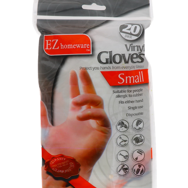 SMALL VINYL GLOVES 20 PACK  