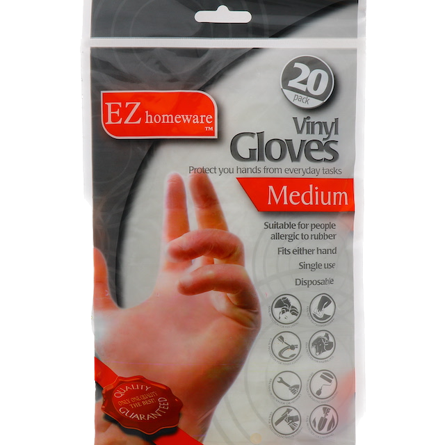 MEDIUM VINYL GLOVES 20 PACK  