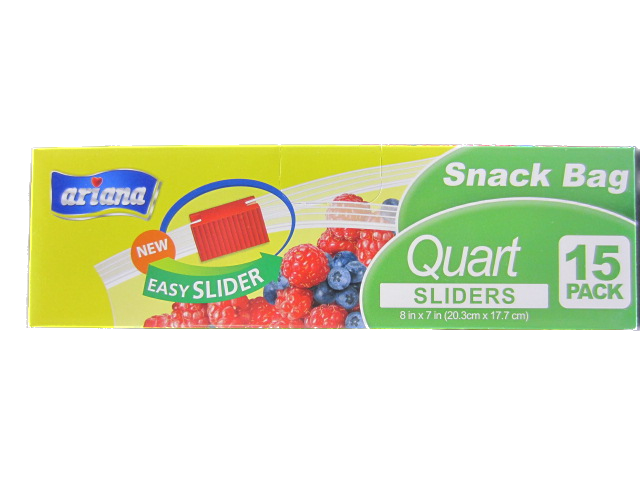 STORAGE BAG QUART SLIDERS 15PK  