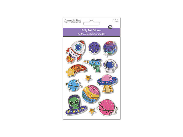 OUTER SPACE PAPER CRAFT STICKERS FOIL PUFFY  XXX