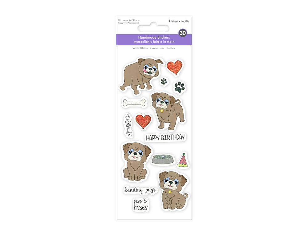 PUGS AND KISSES STICKER 3D 