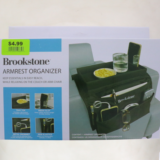 4.99 BROOKSTONE ARMREST ORGANIZER  