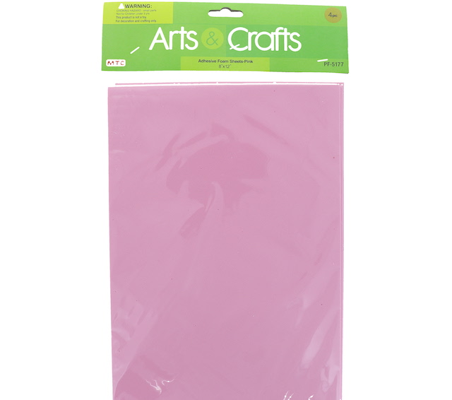 ADHESIVE FOAM SHEETS PINK 8 INCH X 12 INCH  