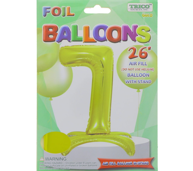 # 7 GOLD BALLOON WITH STAND 26 INCH  