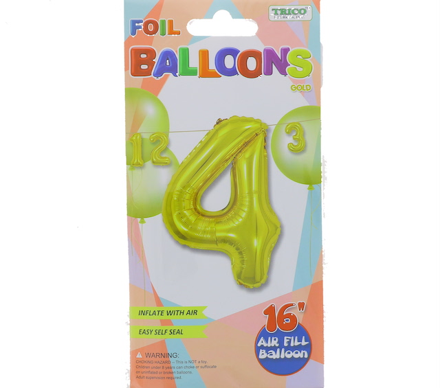 #4 GOLD 16 INCH AIR FILLED BALLOON  