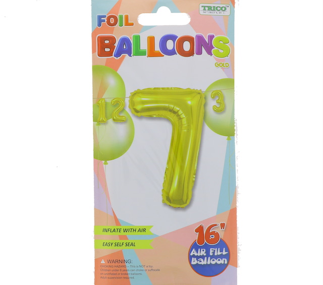 #7 GOLD 16 INCH AIR FILLED BALLOON  