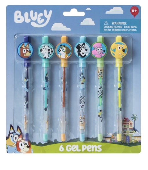 5.99 BLUEY GEL PENS 6 PACK