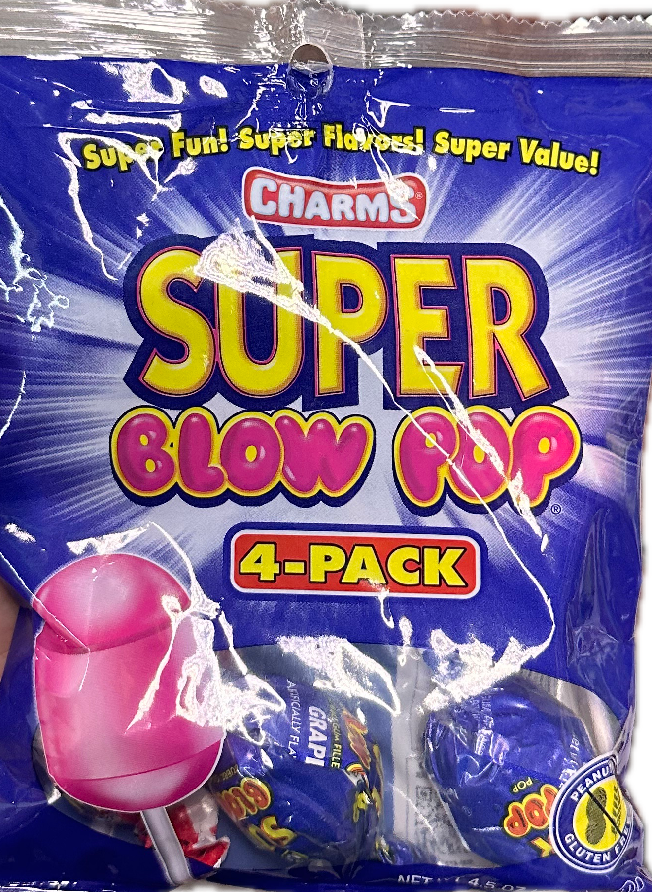 CHARMS SUPER BLOW POP 4 PACK