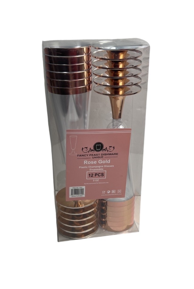 7.99 ROSE GOLD CHAMPAGNE GLASSES 12 PCS 5 OZ