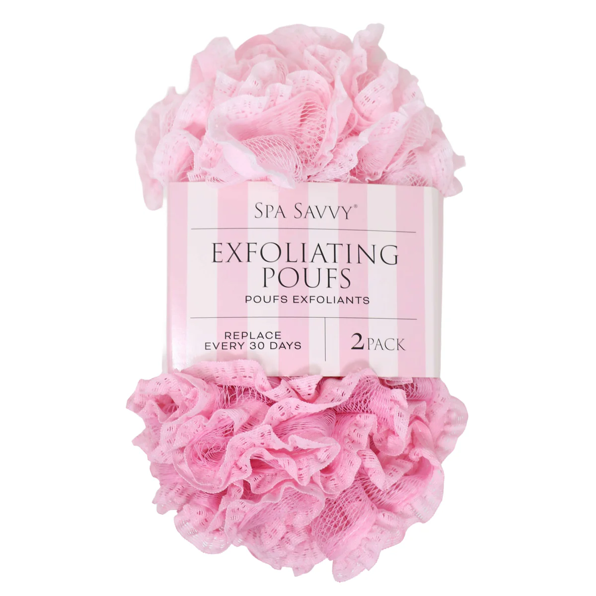 4.99 SPA SAVVY EXFOLIATING POUFS 2 PACK 