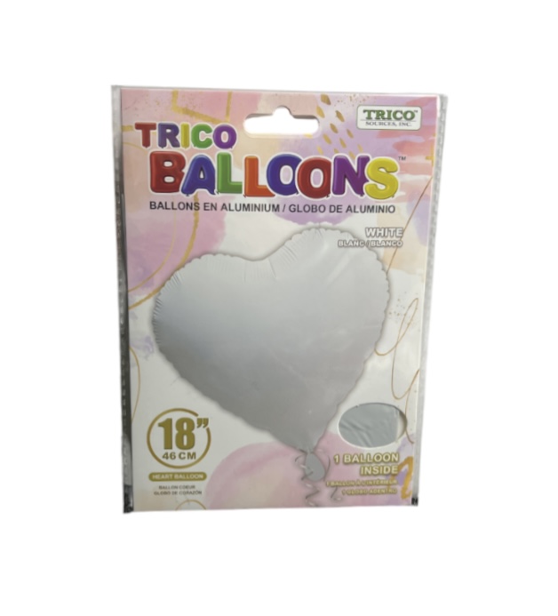 WHITE HEART 18 INCH BALLOON 