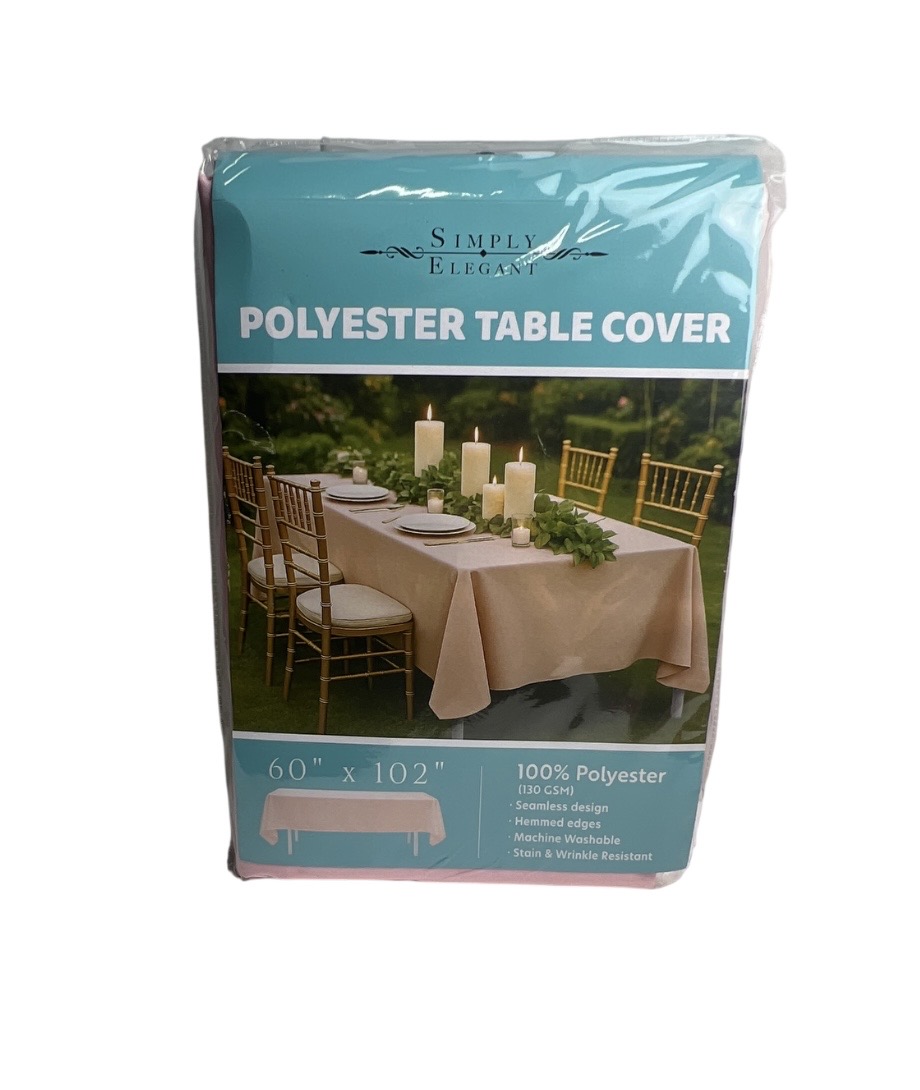 9.99 PINK POLYESTER TABLE COVER 60 X 102 INCH