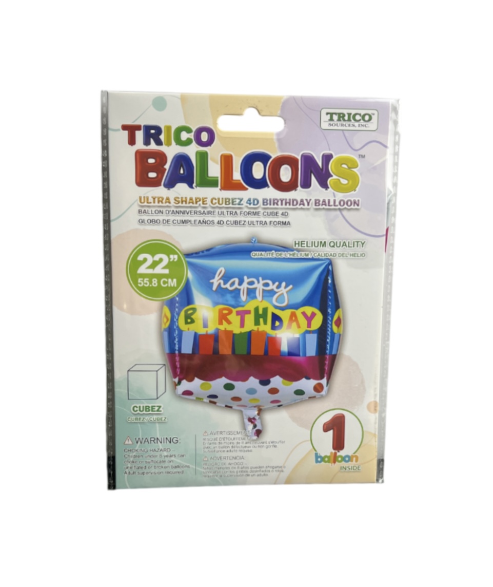 1.99 HAPPY BIRTHDAY CUBEZ 22 INCH BALLOON 