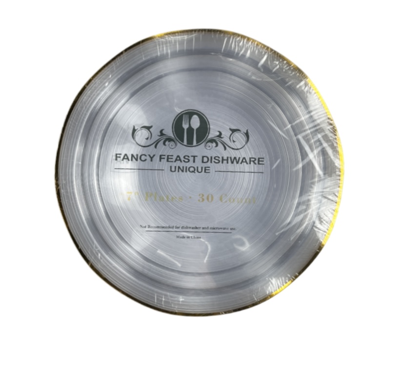 9.99 GOLD FANCY FEAST DISHWARE 7 INCH 30 PLATES