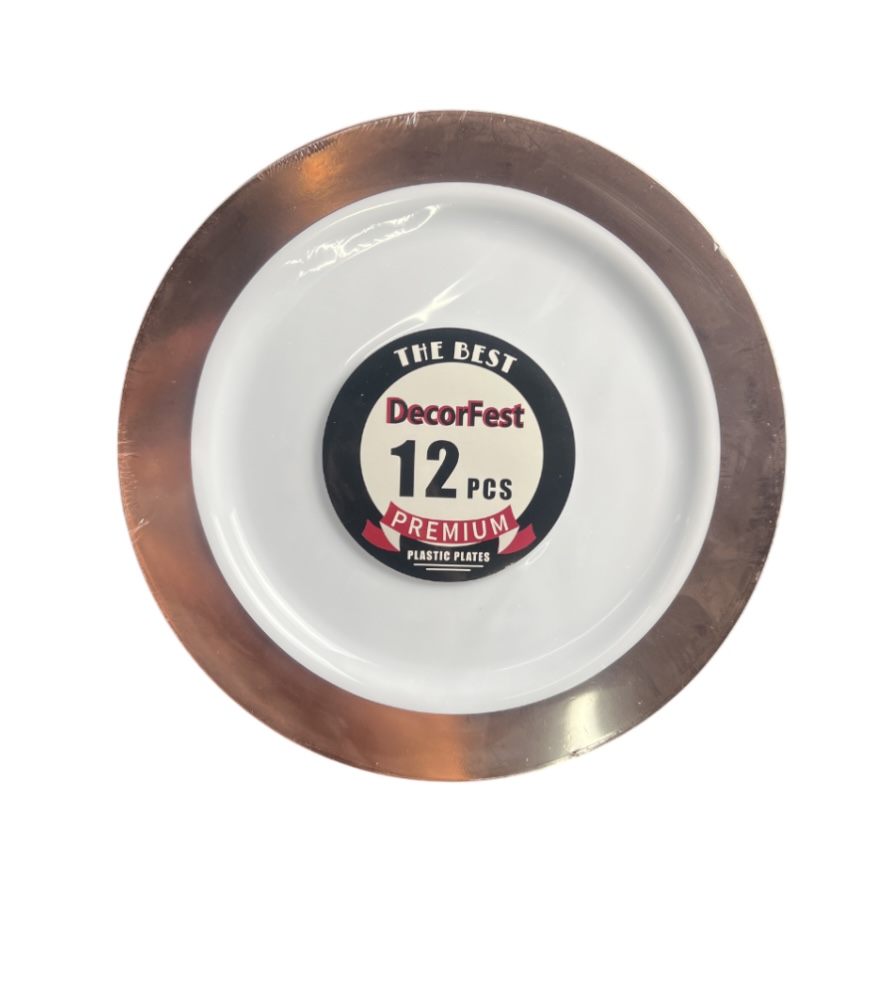 2.99 ROSE GOLD DISPOSABLE DELUXE PLATE 7.5 INCH 12 PCS