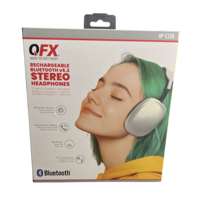 14.99 WHITE QFX RECHARGABLE BLUETOOTH HEADPHONES