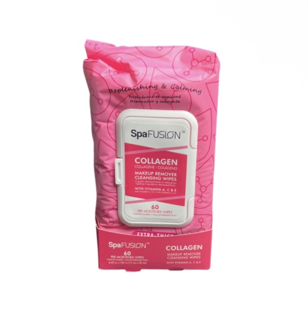 2.99 SPAFUSION COLLAGEN MAKEUP REMOVER WIPES 60 COUNT
