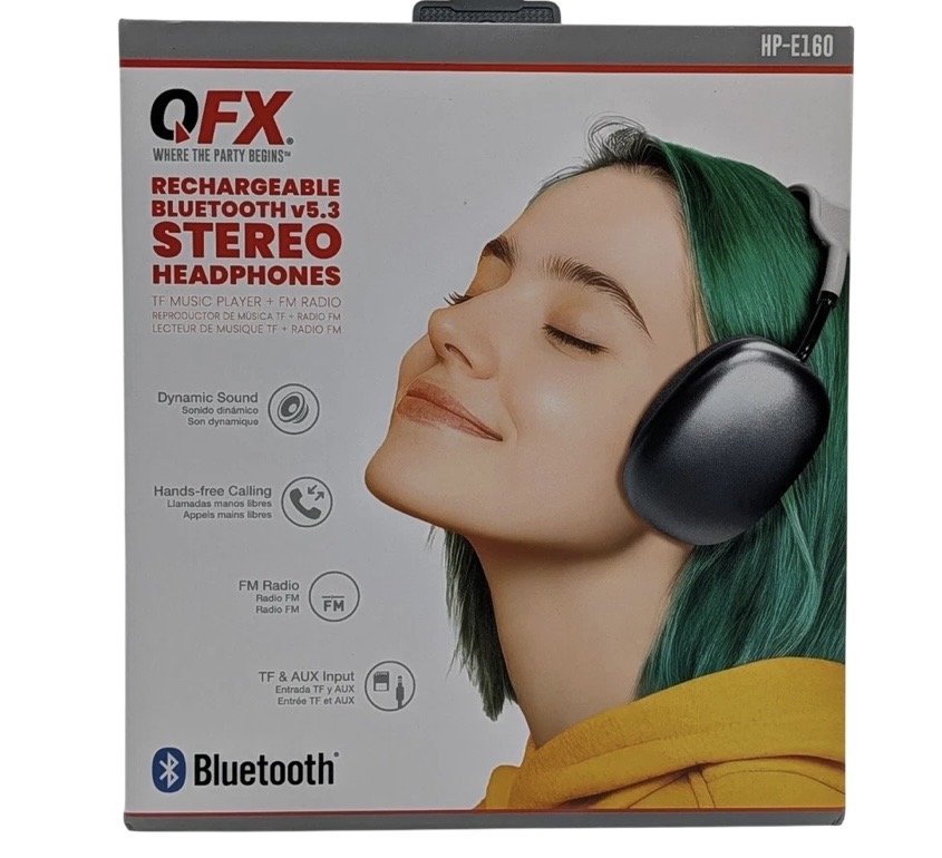 14.99 BLACK QFX RECHARGABLE BLUETOOTH HEADPHONES