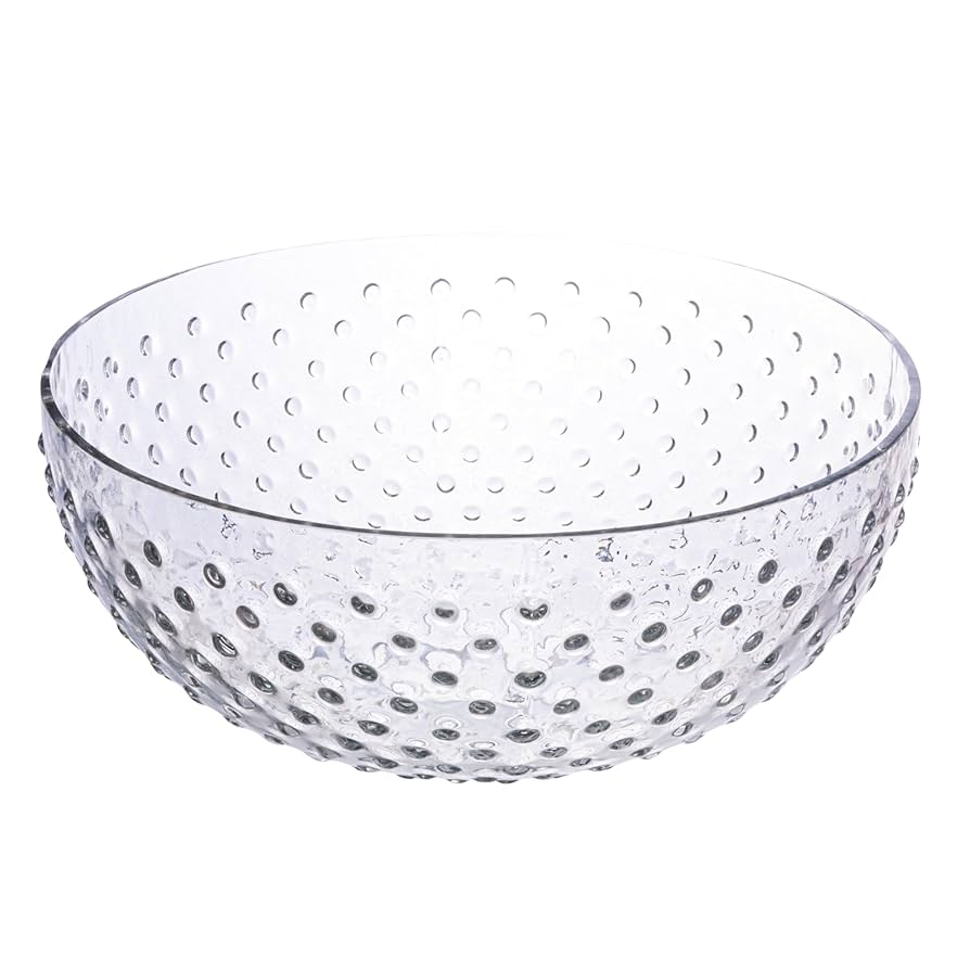 PLASTIC HAMMERED ROUND BOWL CLEAR 