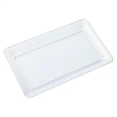 1.99 RECTANGULAR PLASTIC TRAY CLEAR 