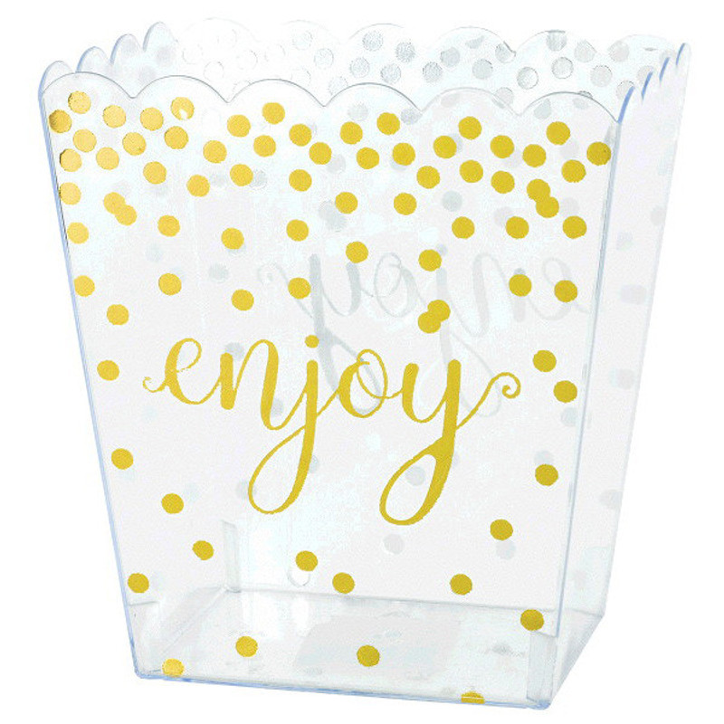2.99 PLASTIC SCALLOPED CONTAINER 6 INCH GOLD 