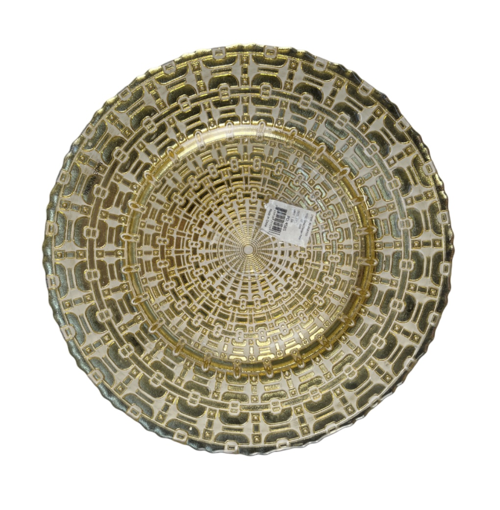9.99 GLASS GOLD CHARGER 13 INCH 