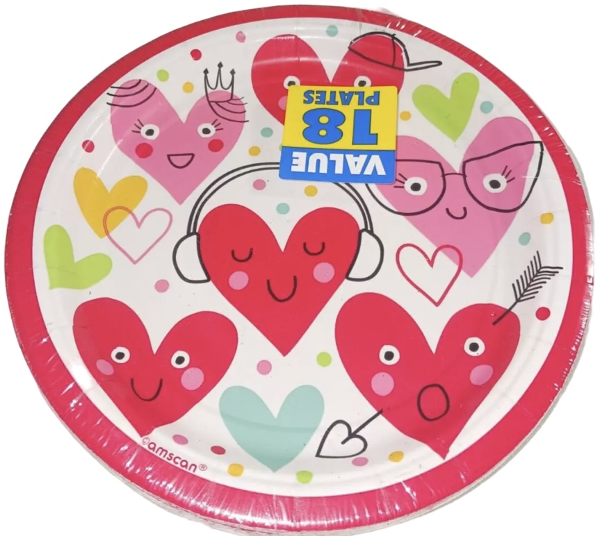 1.99 VALENTINES DAY PLATE 7 INCH 18 COUNT