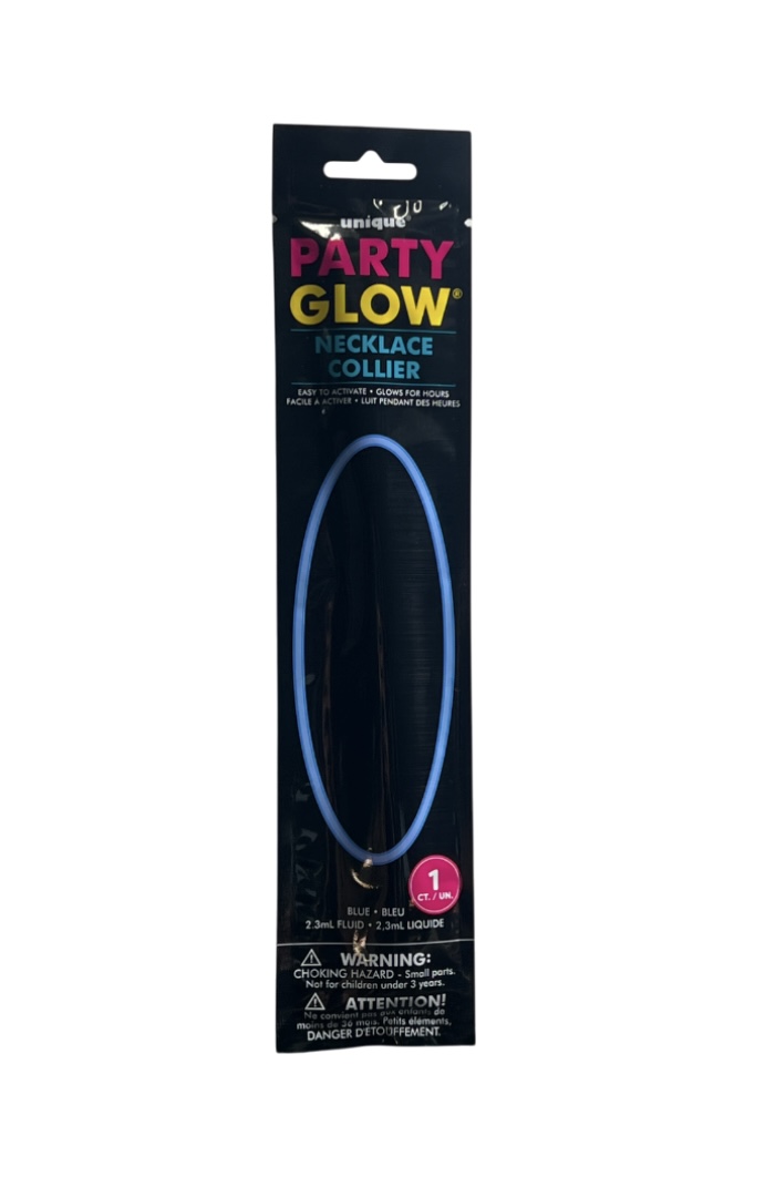 BLUE GLOW IN THE DARK NECKLACE  