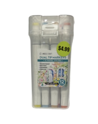 4.99 DUAL TIP MARKERS 12 PASTEL COLORS