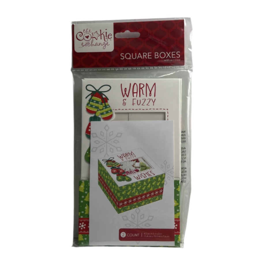 2.49 CHRISTMAS SQUARE BOXES WARM AND FUZZY 4.5 X 4.5 X 3 INCH