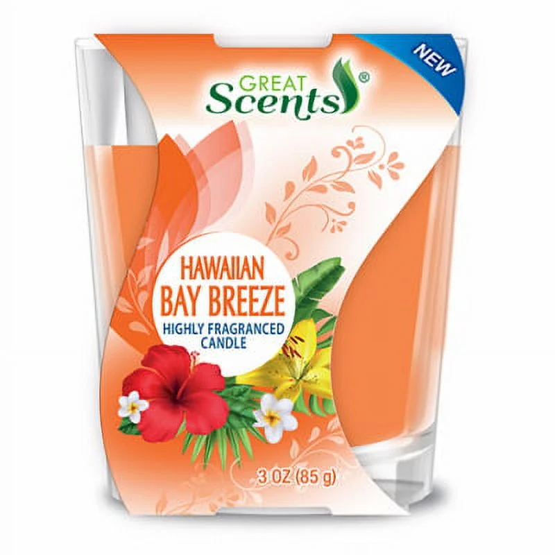 GREAT SCENTS HAWAIIAN BAY BREZZE HIGHLY FRAGRANCED CANDLE 