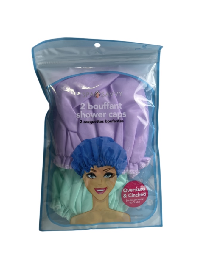 2.99 SPA SAVVY 2 BOUFFANT SHOWER CAPS 