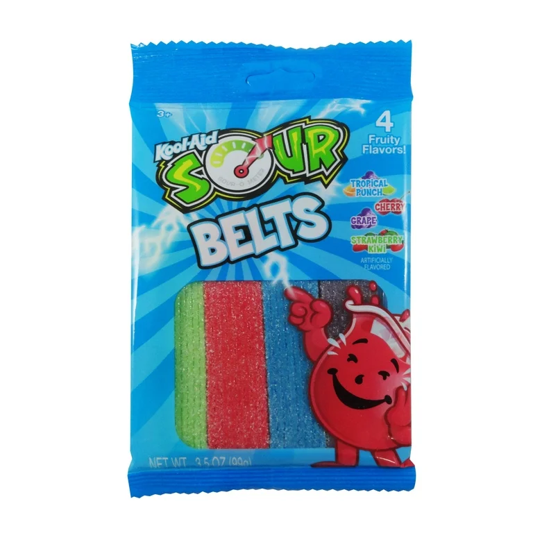 KOOL AID SOUR BELTS 4 FRUITY FLAVORS