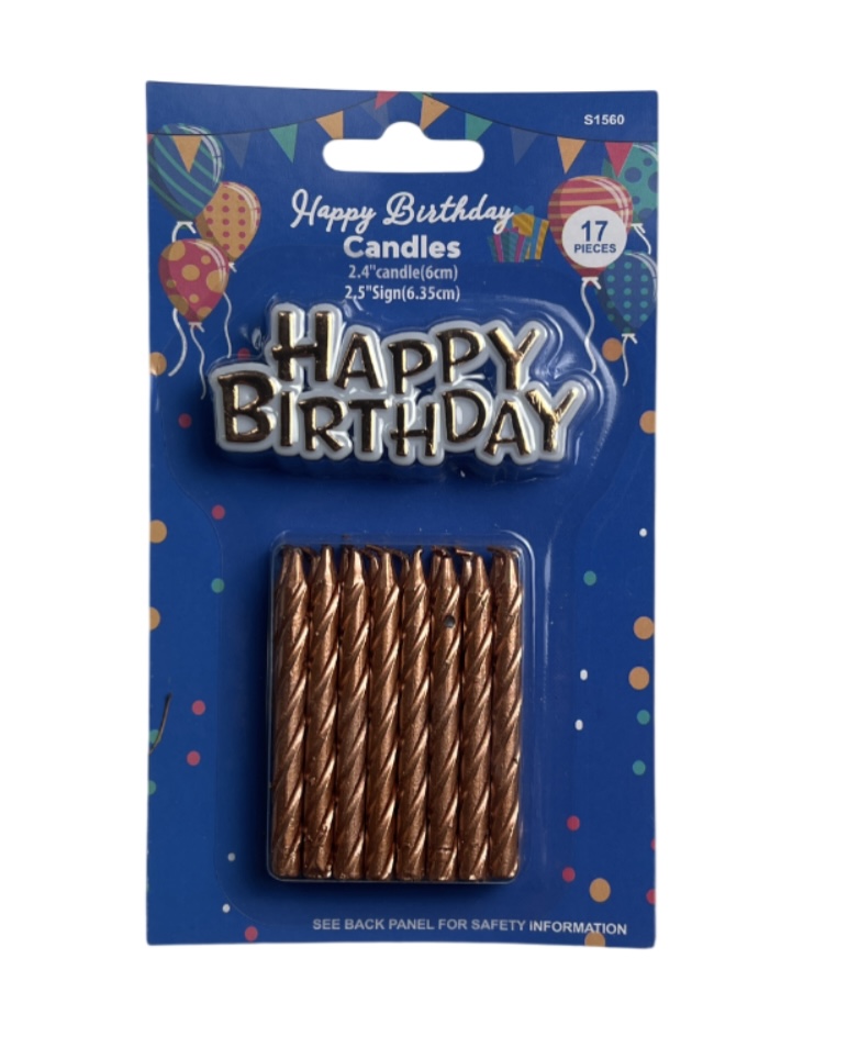 1.99 BROZNE HAPPY BIRTHDAY CANDLES 17 PCS