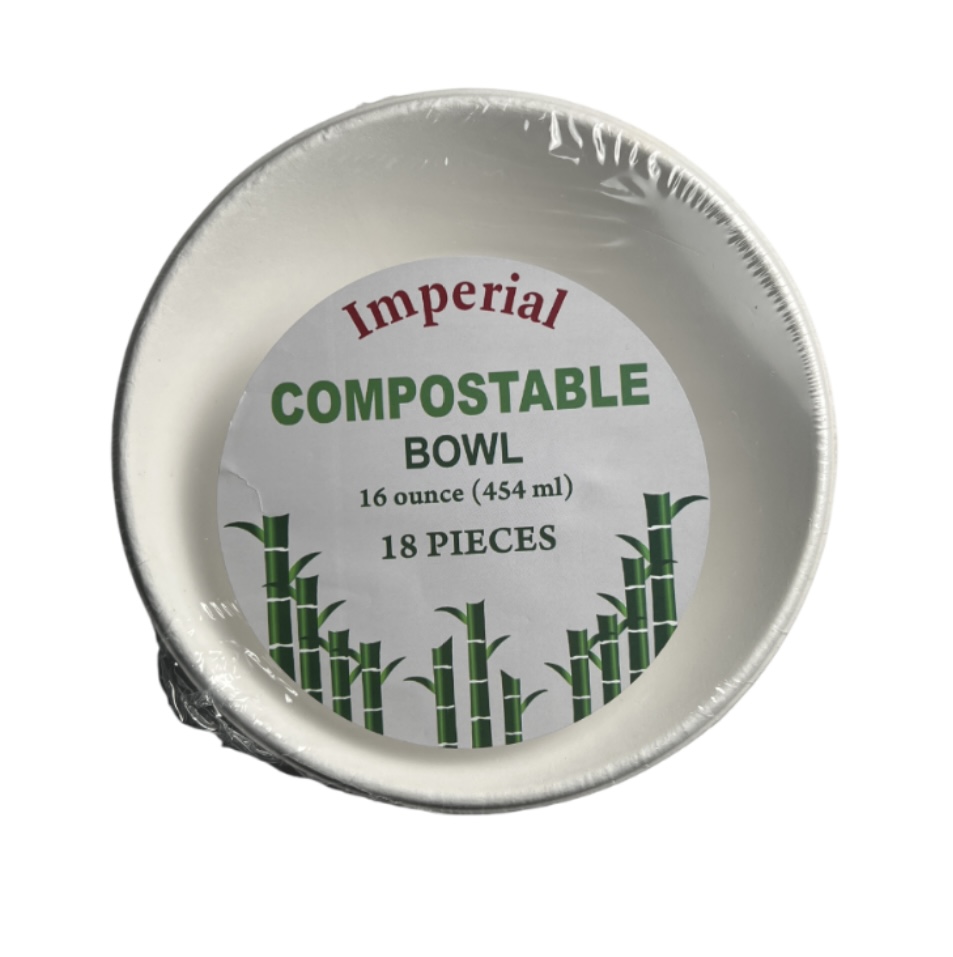 1.99 COMPOSTABLE ROUND PLATES 16 OZ 18 PCS