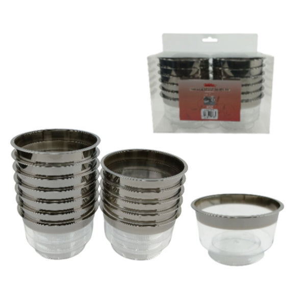4.99 12 PK DESSERT CUP SILVER RIM 4 OZ