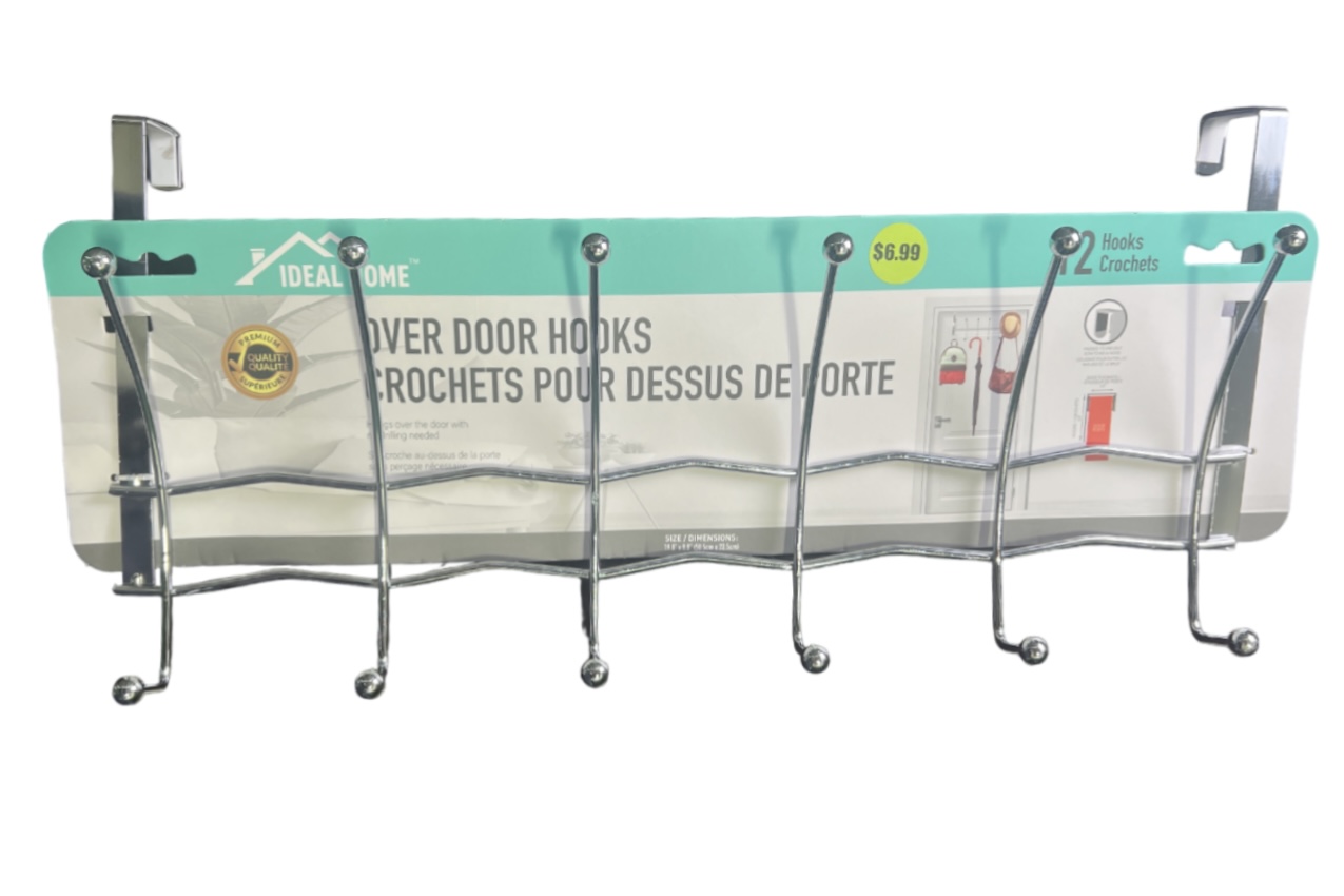 6.99 OVER DOOR HOOKS 12 HOOKS CORCHETS