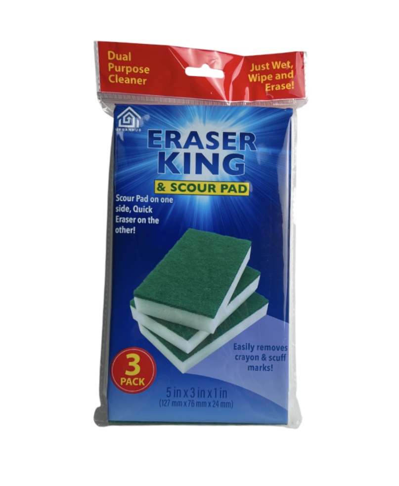 DELUXE ERASER KING AND SCOUR PAD 5 X 3 X 1 INCH 3 PACK