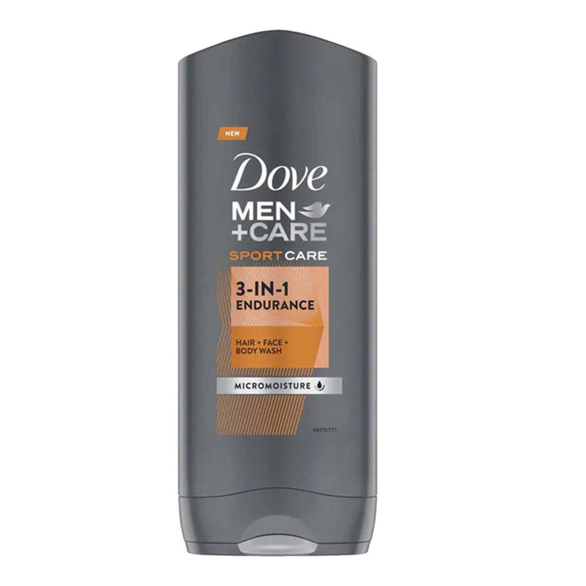 4.99 DOVE MEN CARE SPORT CARE 3 IN 1 ENDURANCE AHIR FACE BODY WASH MICROMOISTURE 