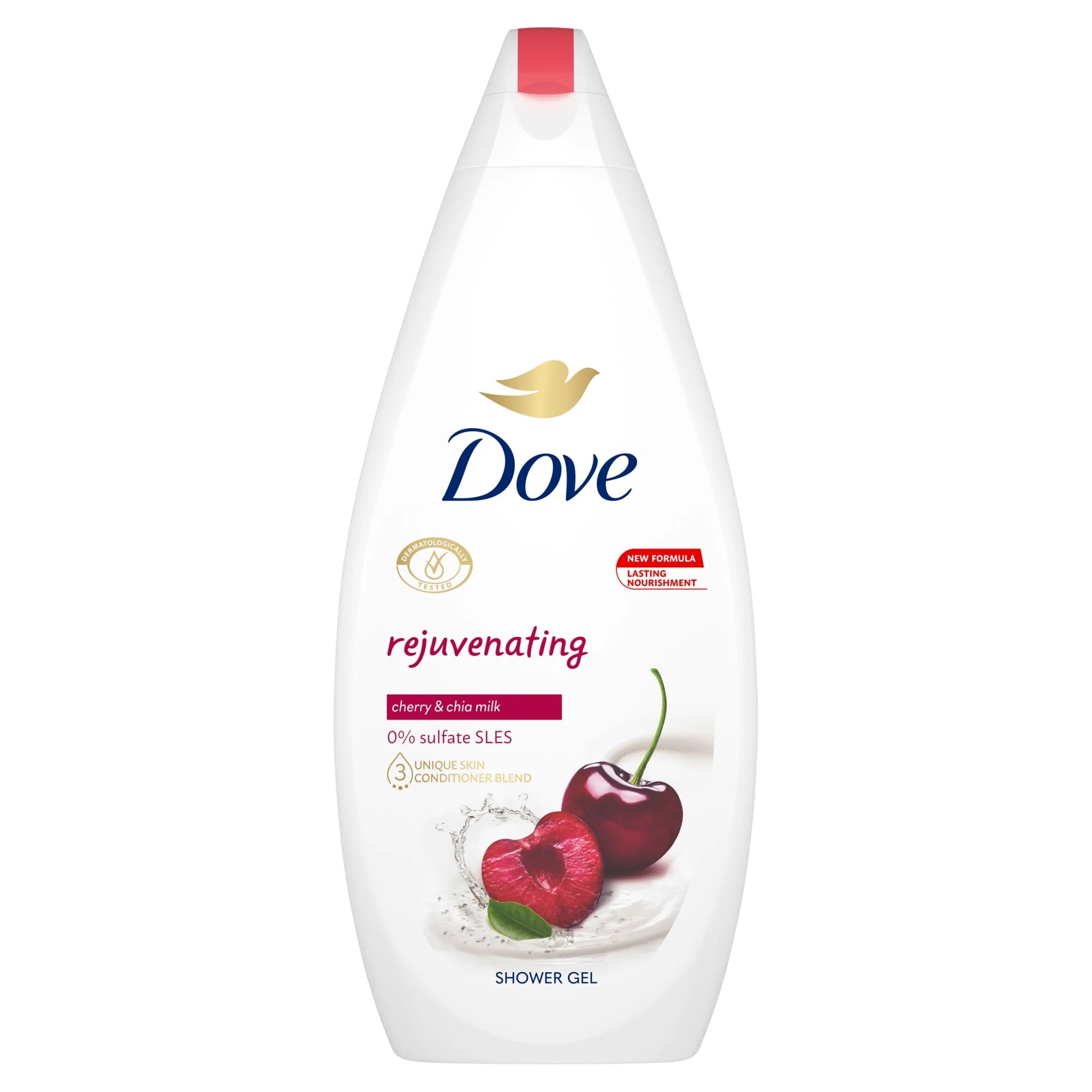 5.99 DOVE REJUVENATING CHERRY AND CHIA MILK SHOWER GEL