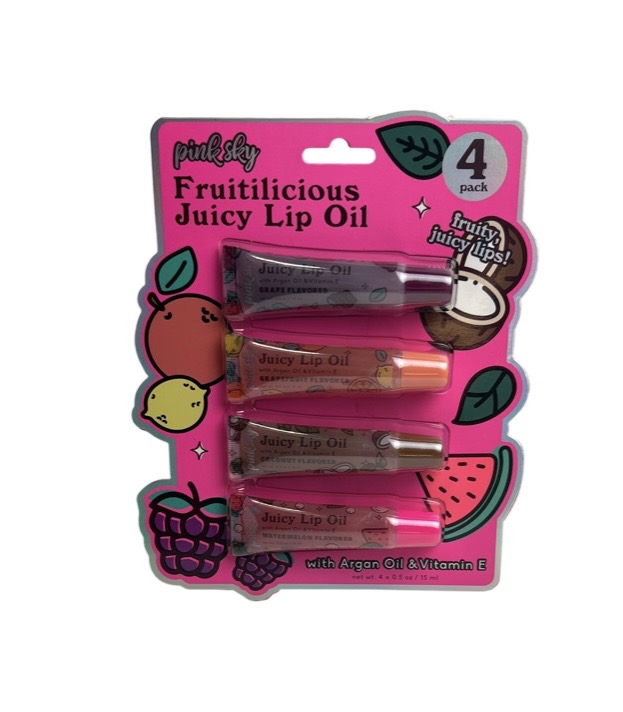 2.99 FRUITILICIOUS JUICY LIP OIL 4 PACK 