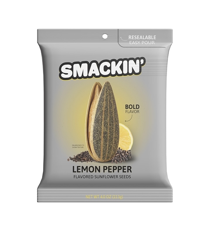 1.99 SMACKIN LEMON PEPPER SUNFLOWER SEEDS 4 OZ