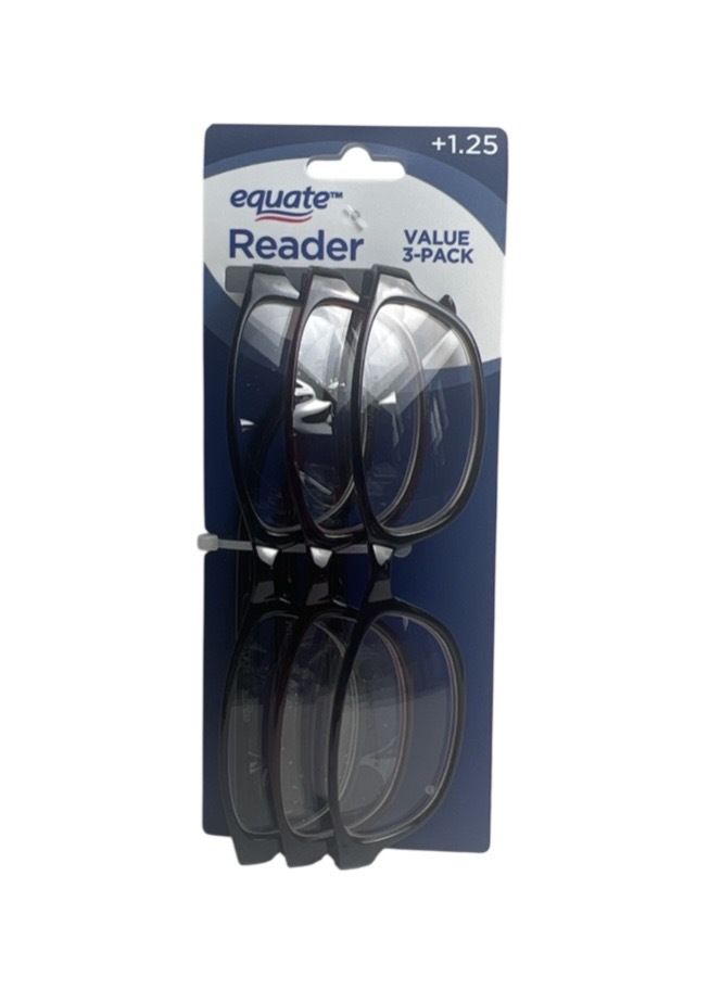 4.99 3 PACK READING GLASSES +1.25
