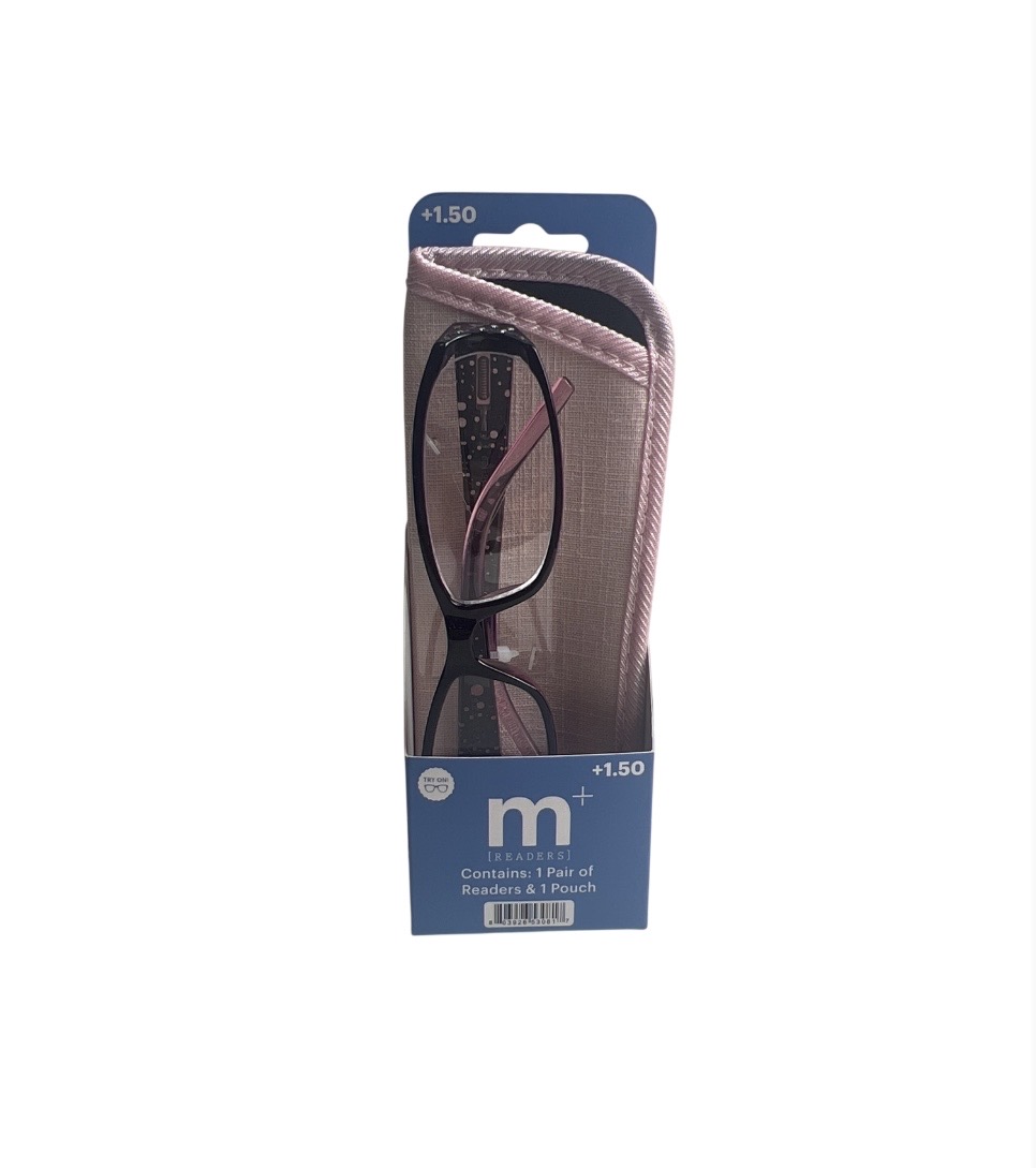 2.99 READING GLASSES AND POUCH +1.50