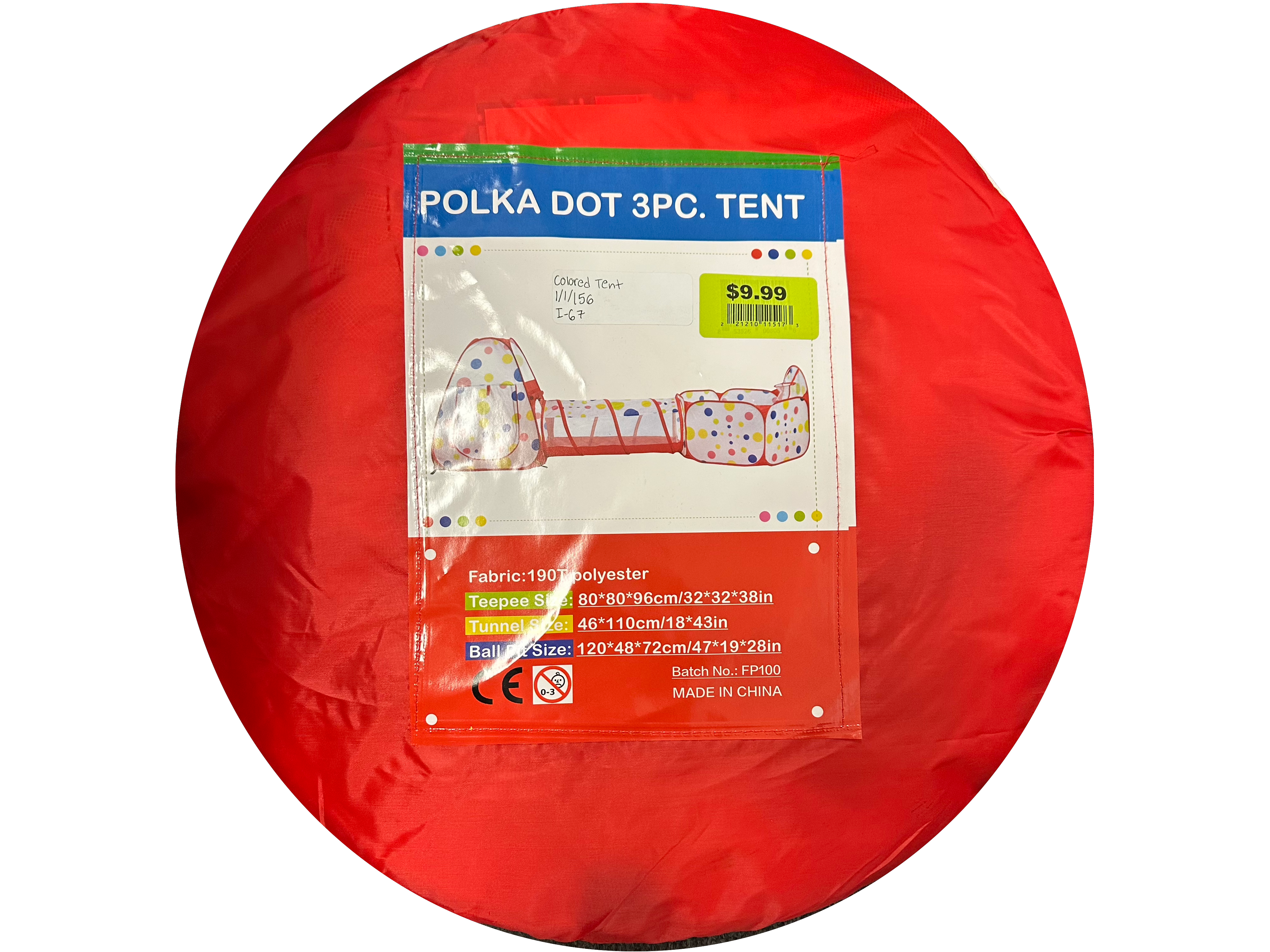 9.99 POLKA DOT 3 PC TENT