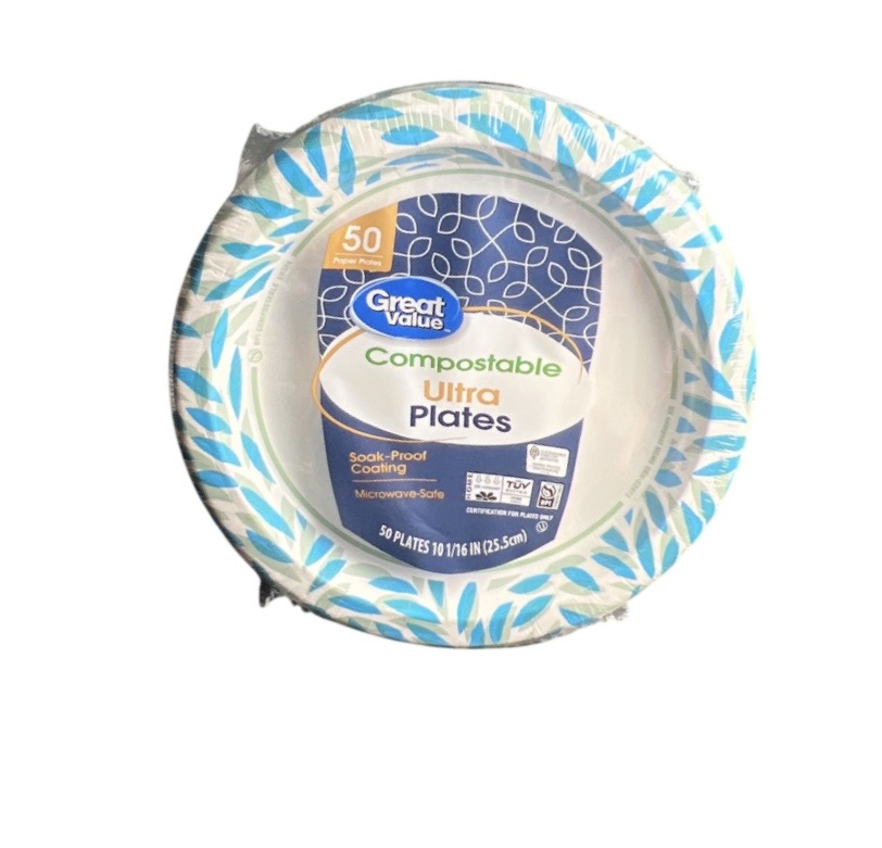 7.49 GREAT VALUE COMPOSIABLE ULTRA PLATES 50 COUNT 10 INCH