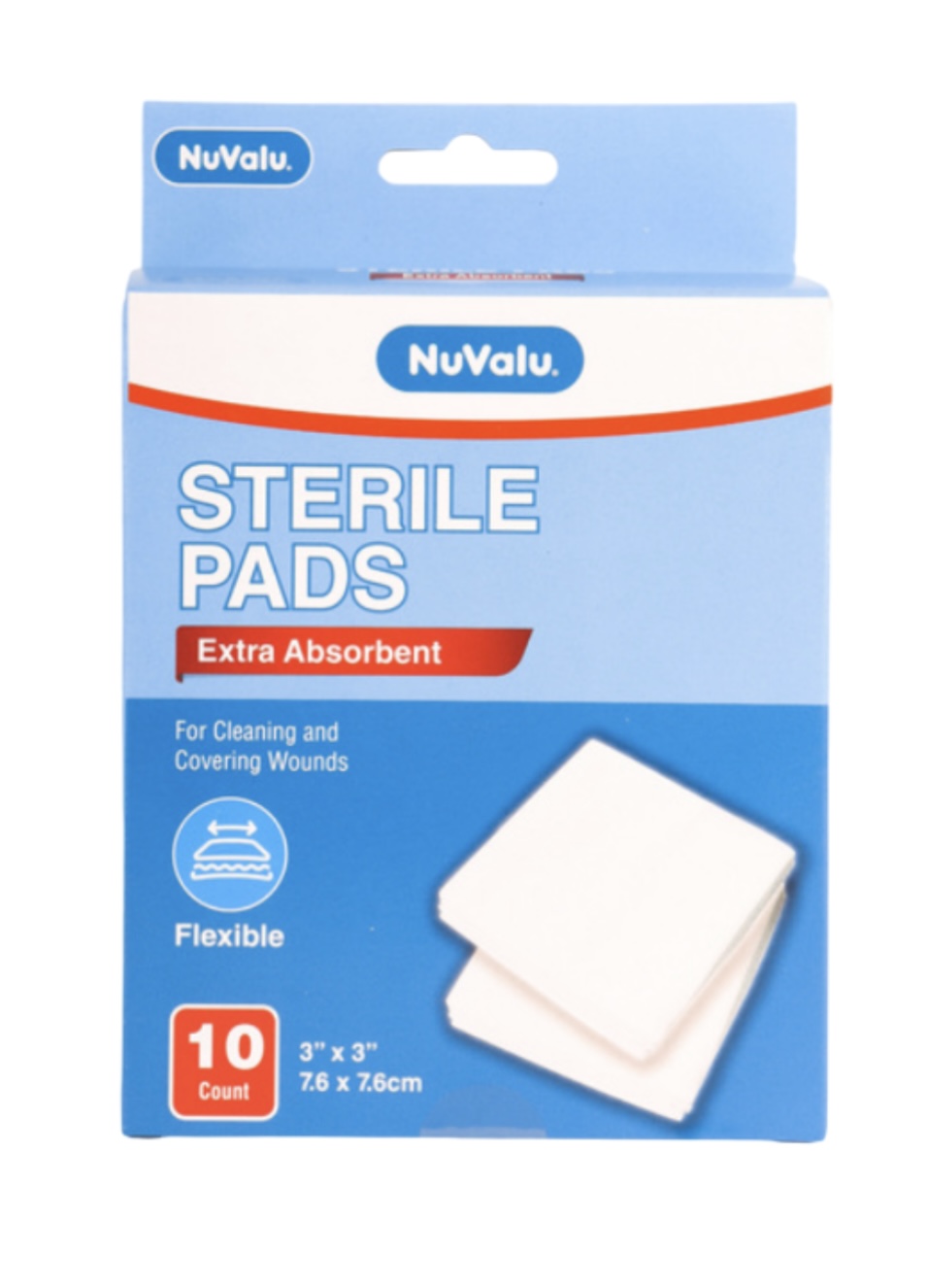 1.99 NUVALU STERILE PADS 10 PACK 3 X 3 INCH