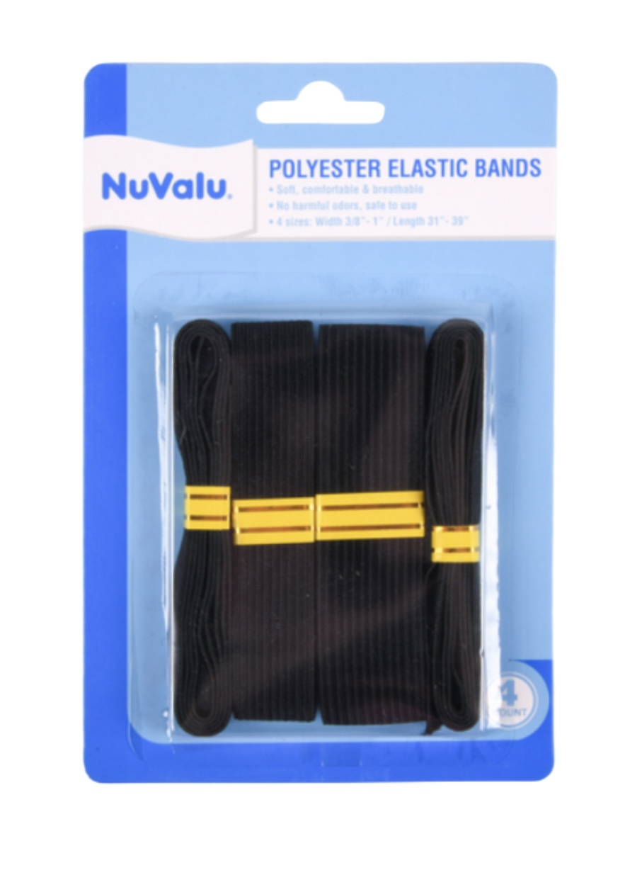 1.99 NUVALU BLACK POLYESTER ELASTIC BANDS 