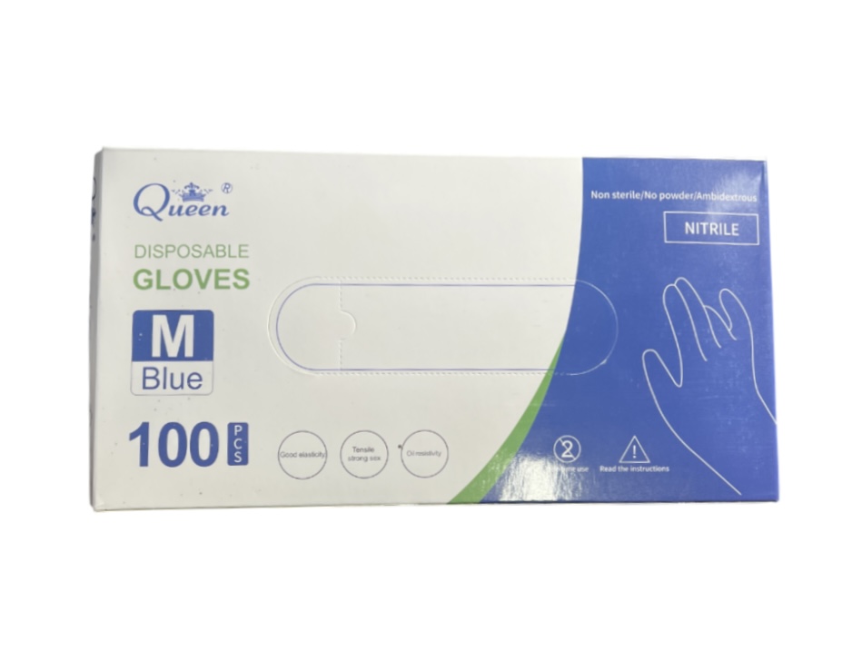 3.99 DISPOSABLE MEDIUM BLUE GLOVES 100 COUNT