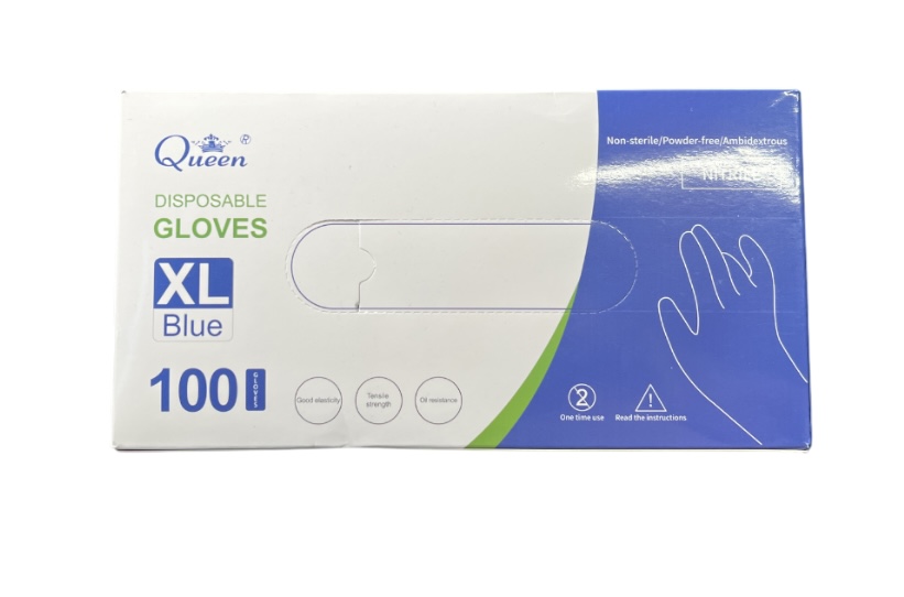 3.99 DISPOSABLE XL BLUE GLOVES 100 COUNT